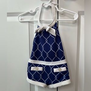 Janie and Jack Rope Print Swimsuit Blue (Size 12-18 Months)